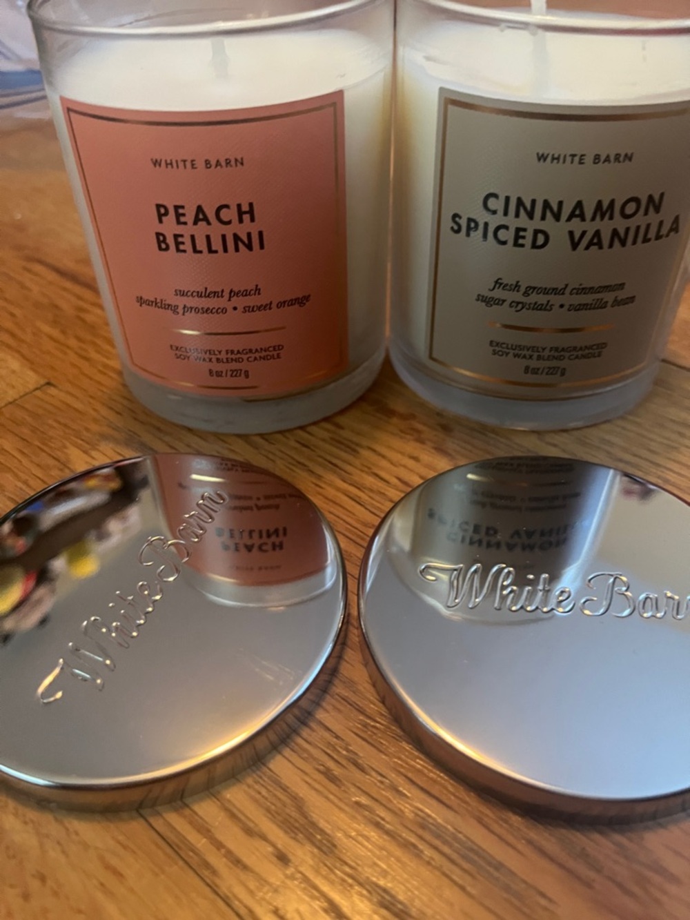 White Barn Peach Bellini & Cinnamon Spiced Vanilla Candles price firm